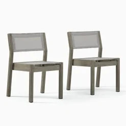 West Elm Portside Wood Outdoor Extendable Dining Table (76.5"–106"), Benches & Stacking Chairs Set