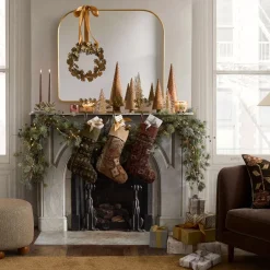 West Elm Pre-Lit Faux Pine & Frosted Red Berry Garland