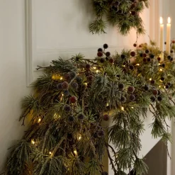 West Elm Pre-Lit Faux Pine & Frosted Red Berry Wreath & Garland Collection