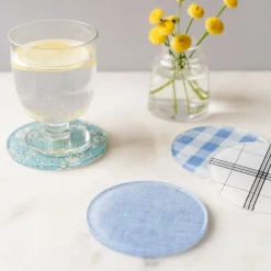 West Elm Proper Table Campbell Chambray Coaster (Set of 4) - Blue