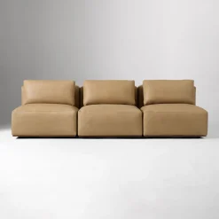 West Elm Quinten Leather Modular Armless Sofa (68"–102")