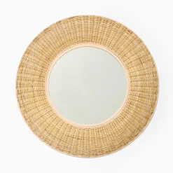 West Elm Rattan Round Wall Mirror (24")