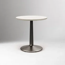 West Elm Raymond Restaurant Dining Table - Porcelain w/ Protective Metal Bumper - Round