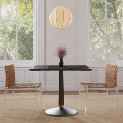 West Elm Raymond Restaurant Dining Table - Porcelain w/ Protective Metal Bumper - Square