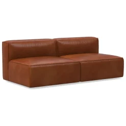 West Elm Remi Leather 2-Piece Armless Sofa (70")