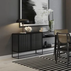 West Elm Ridged Glass & Metal Buffet (–)