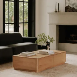 West Elm Rina Curved Pedestal Storage Coffee Table (55")