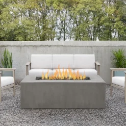 West Elm Ruddie Concrete Rectangle Outdoor Fire Pit Table with Hidden Tank (60")
