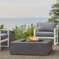 West Elm Ruddie Concrete Square Outdoor Fire Pit Table with Hidden Tank (40")