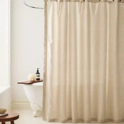 West Elm Ruffle Linen Shower Curtain