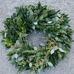 West Elm Ruscus Baby Blue Eucalyptus & Rosemary Wreath