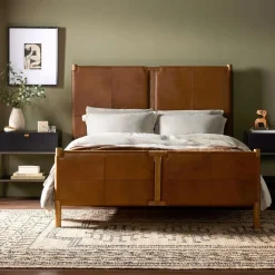 West Elm Sackett Leather Bed