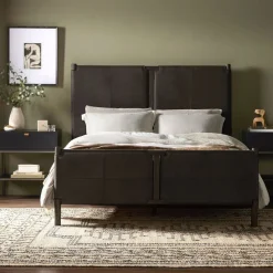 West Elm Sackett Leather Bed