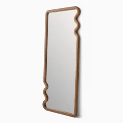 West Elm Scallop Edge Wood Rectangular Floor Mirror