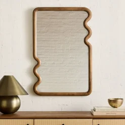 West Elm Scallop Edge Wood Rectangular Wall Mirror