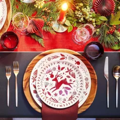 West Elm Scandi Wood Block Stoneware Dinner Plate Sets