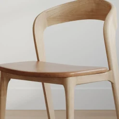 West Elm Scooped Ash Wood Leather Dining Chair