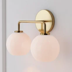 West Elm Sculptural 2-Light Globe Sconce - Milk