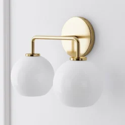 West Elm Sculptural 2-Light Globe Sconce - Milk