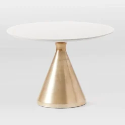 West Elm Silhouette Pedestal Marble Round Dining Table & Chairs Set