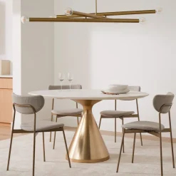 West Elm Silhouette Pedestal Marble Round Dining Table (48")