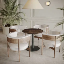 West Elm Simii Trellex Round Disc Base Marble Table