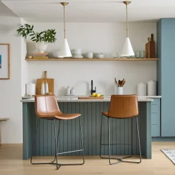 West Elm Slope Leather Bar & Counter Stools