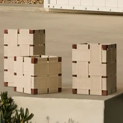 West Elm Sohan Wood & Linen Lanterns