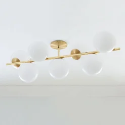 West Elm Sphere & Stem 7-Light Semi-Flush Mount - Milk