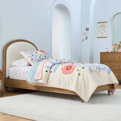 Kids West Elm Sprig Wood & Upholstered Bed