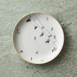 West Elm St. Jude Holiday Skier Stoneware Salad Plate Sets