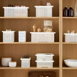West Elm Stackable Plastic Baskets - Set of 2
