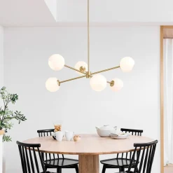 West Elm Staggered Glass 6-Light Chandelier (37") - Milk