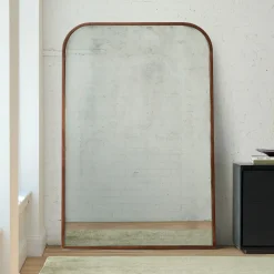 West Elm Streamline Oversized Antiqued Wide Arch Wood Floor Mirror