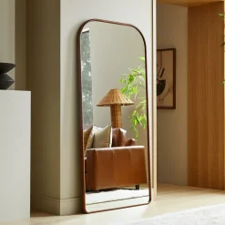 West Elm Streamline Oversized Wide Arch Wood Floor Mirror