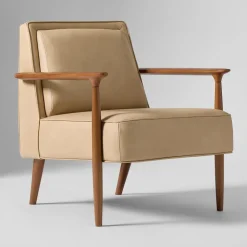 West Elm Strickland Leather Show Wood Chair
