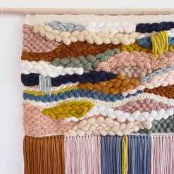 West Elm Sunwoven Blue Abstract Wall Hanging