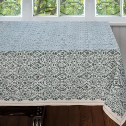 West Elm Sustainable Threads Artisan Block-Print Cotton Tablecloth
