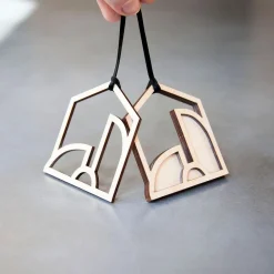 West Elm SZKLO Glass Modern Nativity Ornament - Birch wood