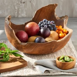 West Elm Takara Teak Wood Live Edge Bowl