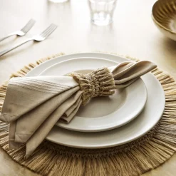 West Elm TALLO de OLIVO Fique Fringe Napkin Ring