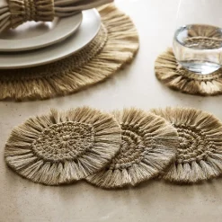 West Elm TALLO de OLIVO Fique Fringe Coasters (Set of 4)