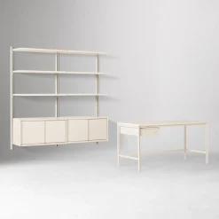 West Elm Tandem Desk (60") & Modular Double Wide Storage Shelf Set
