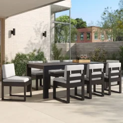 West Elm Telluride Aluminum Outdoor Extendable Dining Table (60"–85") & Side Dining Chairs Set
