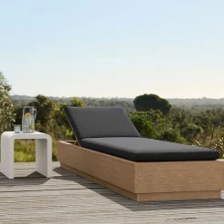 West Elm Telluride Outdoor Chaise Lounge & Syros Side Table Set