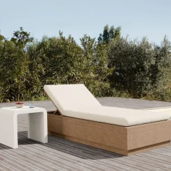 West Elm Telluride Outdoor Chaise Lounge & Syros Side Table Set