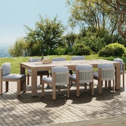 West Elm Telluride Outdoor Extendable Dining Table (76"–106") & Porto Side Dining Chairs Set