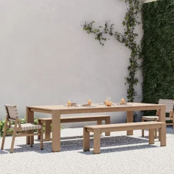 West Elm Telluride Outdoor Extendable Dining Table (76"–106"), Benches & Granada Dining Chairs Set