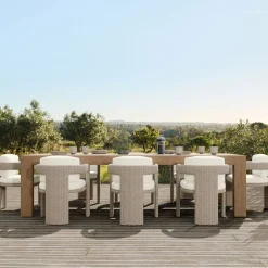West Elm Telluride Outdoor Extendable Table (76"–106") & Westport Barrel Dining Chairs Set