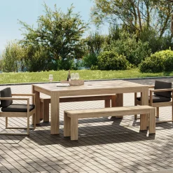 West Elm Telluride Outdoor Extendable Dining Table (76"–106"), Dining Benches & Dining Chairs Set